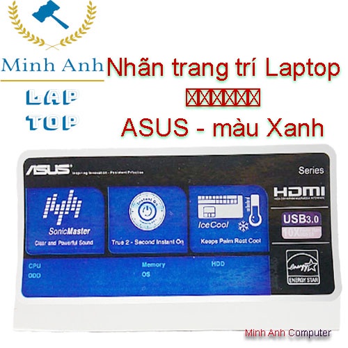 Nhãn trang trí Laptop ⭐⭐⭐⭐⭐⭐  ASUS - màu Xanh