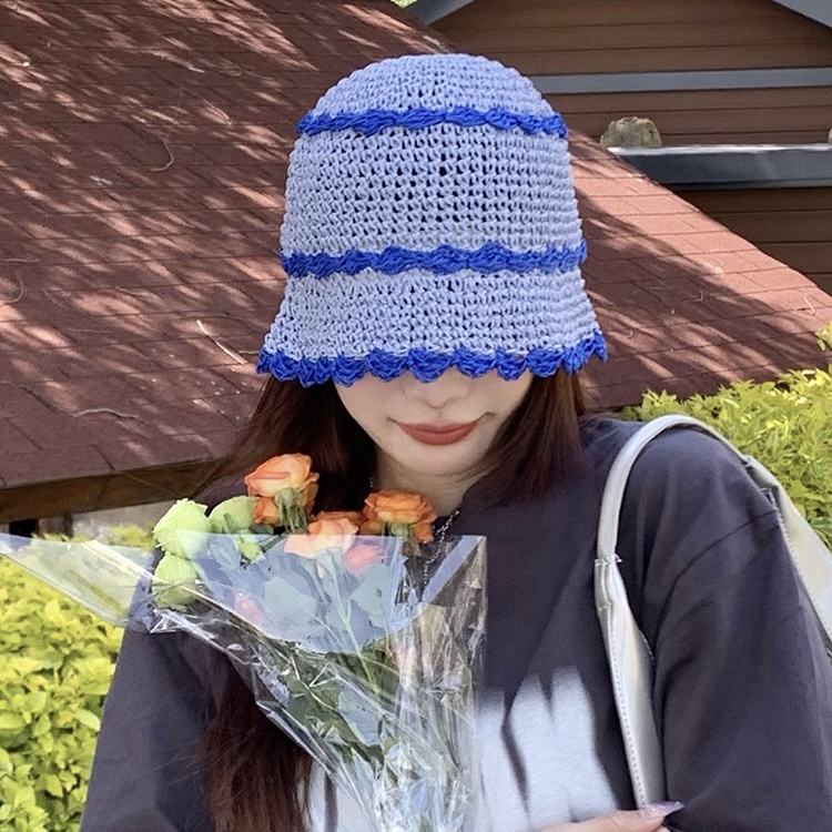 Mũ rơm MG STUDIO viền hoa kiểu dáng thời trang