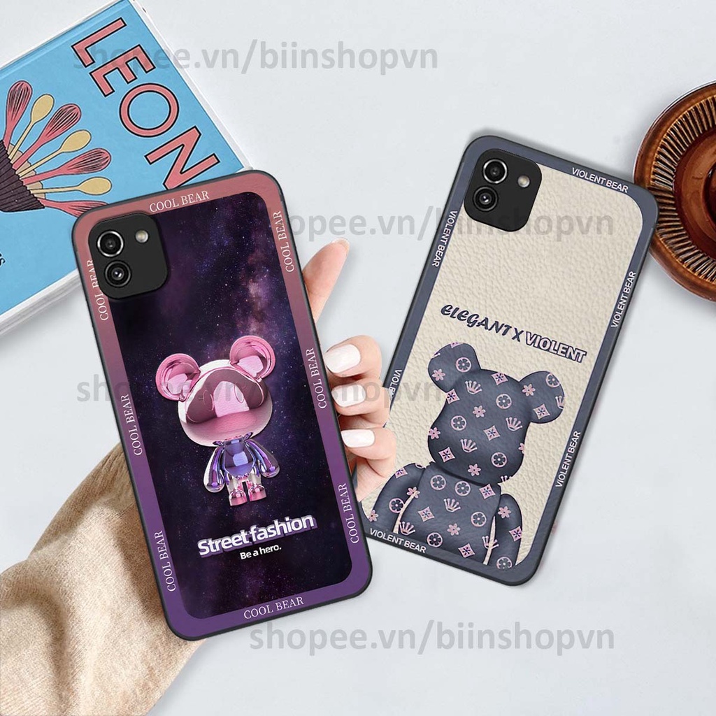 Ốp Samsung A03 hình gấu bear brick đẹp độc lạ, thời trang, cá tính