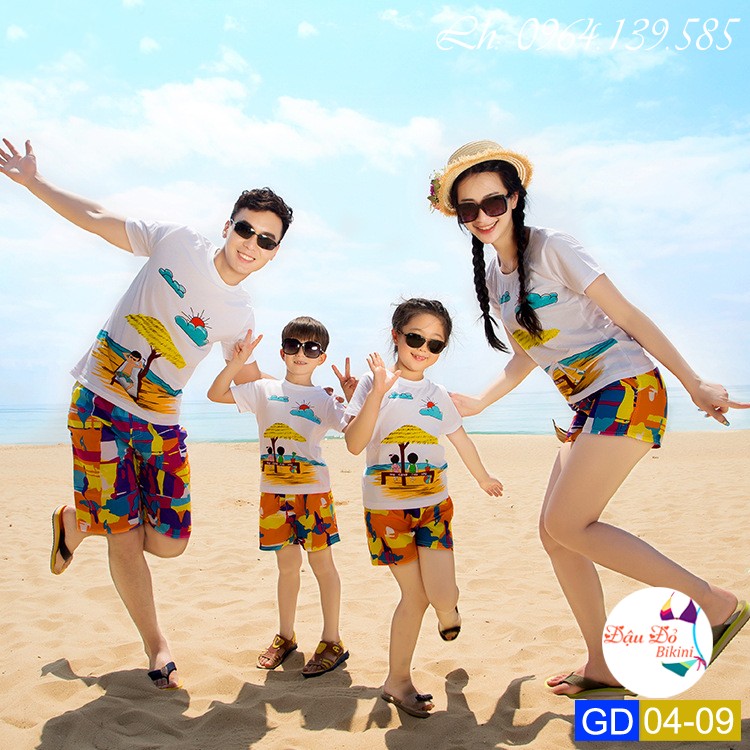 [THANH LÝ] - Bộ quần áo đồng phục cho cả gia đình đi biển mùa hè, mẫu cao cấp, cotton 100% dày dặn