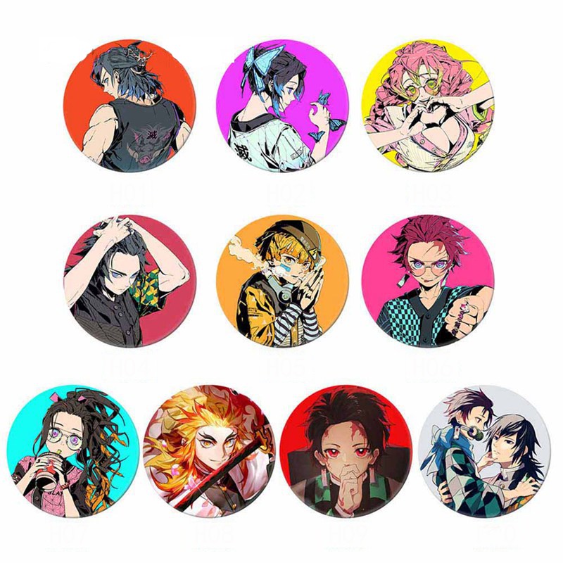 Huy hiệu IN HÌNH Kimetsu no Yaiba Thanh gươm diệt quỷ anime chibi dễ thương xinh xắn
