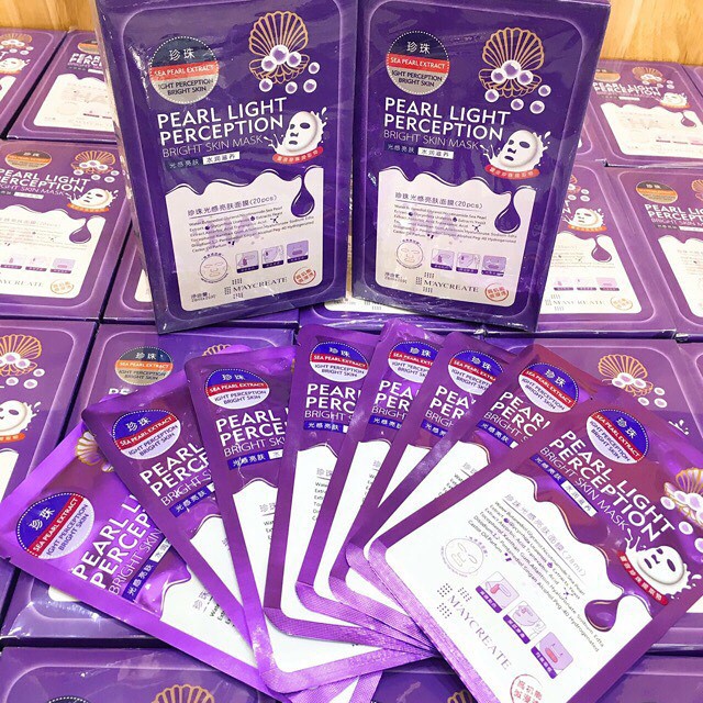 Mặt Nạ Dưỡng Ẩm Dưỡng Trắng Da HA Tím Pearl Light Perception Bright Skin Mask Maycreate Ngọc Trai 1 miếng Nội địa Trung | BigBuy360 - bigbuy360.vn