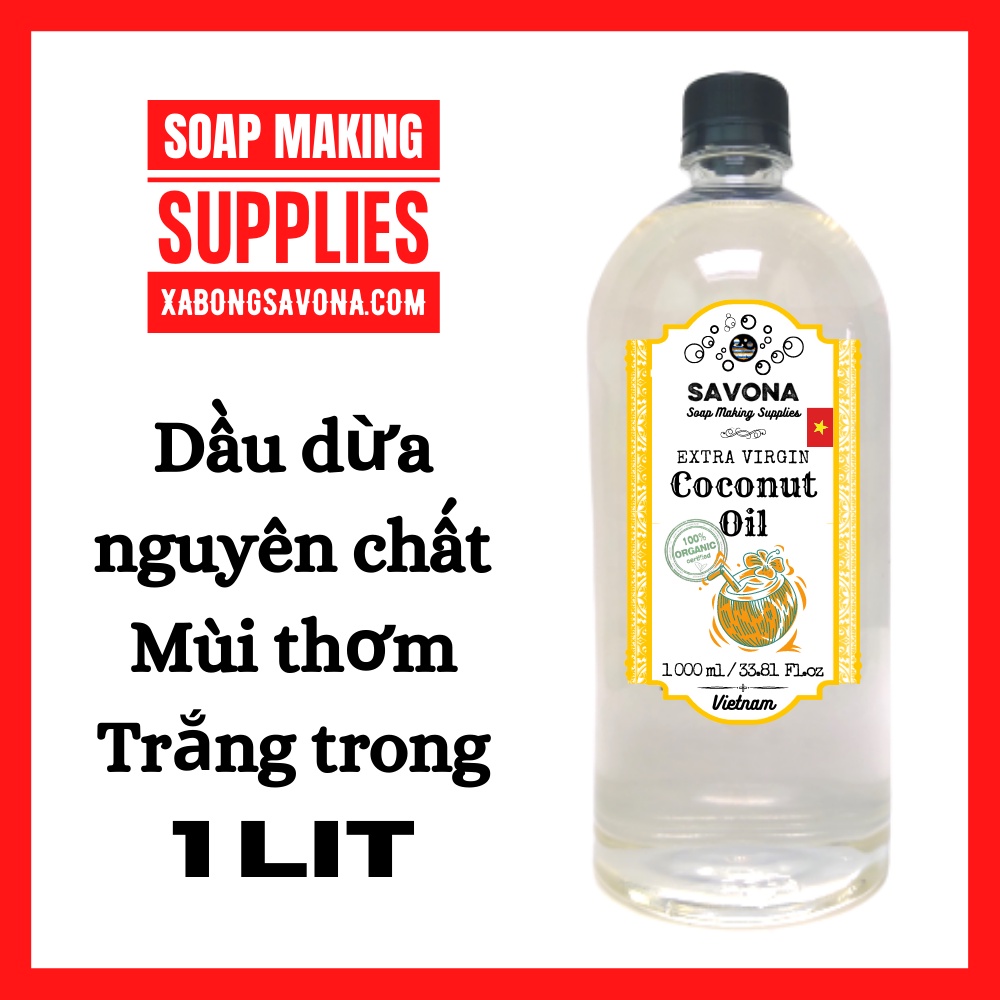 Dầu dừa không mùi làm xà phòng 1 lit - Dầu dừa RBD - Nguyên liệu xà phòng, nguyên liệu mỹ phẩm