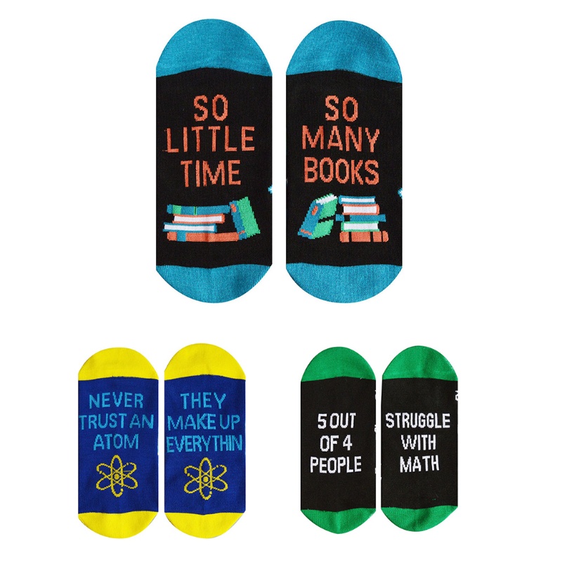 Zzz Vớ Cotton In Họa Tiết Sách Và Toán Học Màu Tương Phản Vui Nhộn Mới Lạ Cho Nam Và Nữ