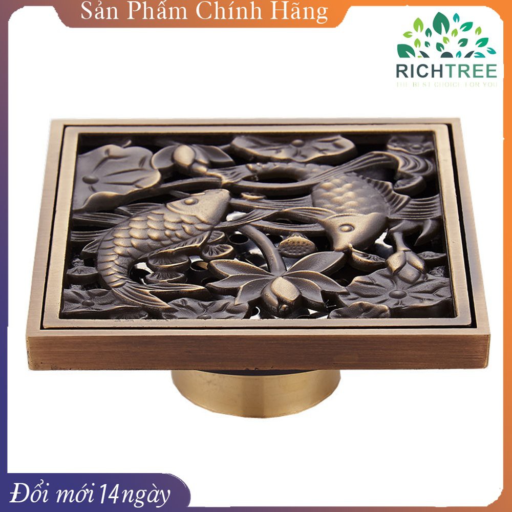 Nắp đậy cống thoát nước nhà vệ sinh hình cá chép bằng đồng không lo gỉ sét