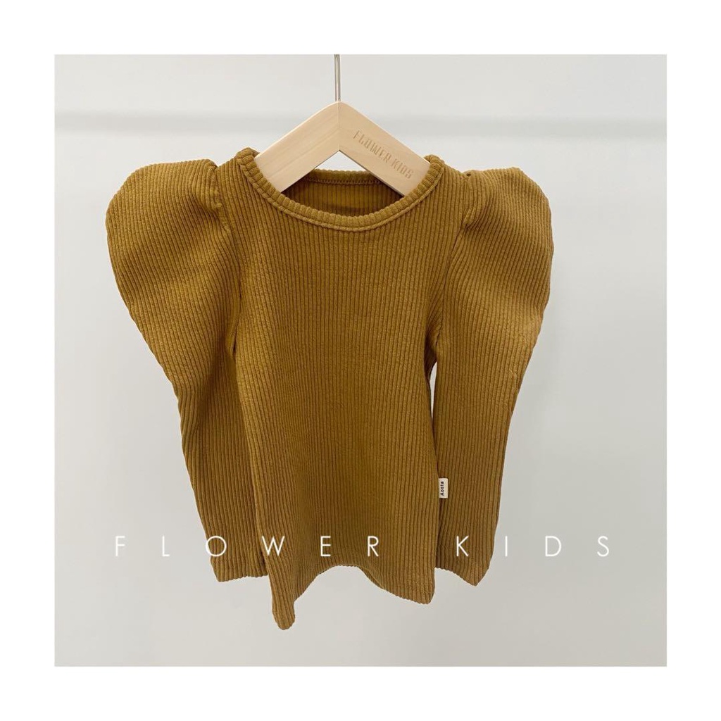 Áo Tay Phồng Màu Trơn Thời Trang Xuân Thu Hàn Quốc Mới Dành Cho Bé Gái 2021