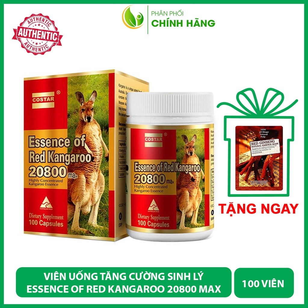 Viên Uống Tăng Cường Sinh Lý Essence of Red Kangaroo 20800 Max Úc Hộp 100 Viên