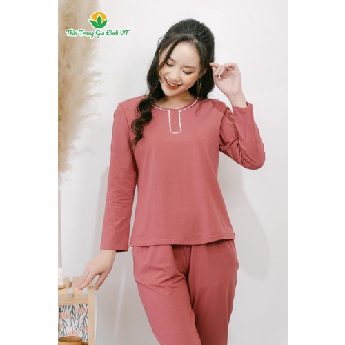 Bộ cotton mặc nhà quần dài áo dài B50.2101- Thời Trang Gia Đình VT | BigBuy360 - bigbuy360.vn