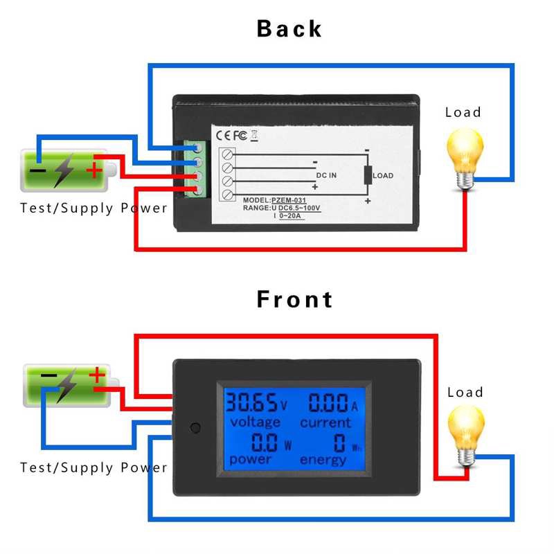 Đồng Hồ Đo Điện Áp Điện Tử Cầm Tay Peacefair Pzem-031 Dc 6.5-100v