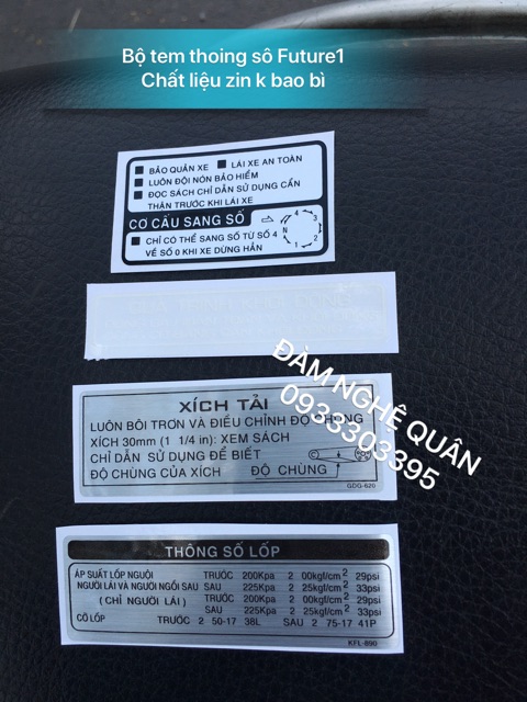 Bộ tem thông số Future 1 chất liệu zin, không có bao bì loại tốt mới 100% 💰 200,000 VND / 1 bộ y hình