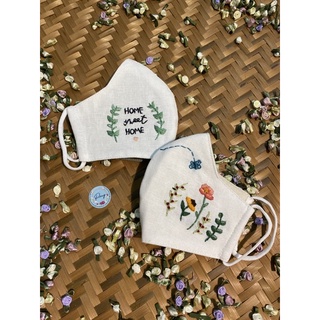 Combo 2 chiếc khẩu trang thêu tay vải linen