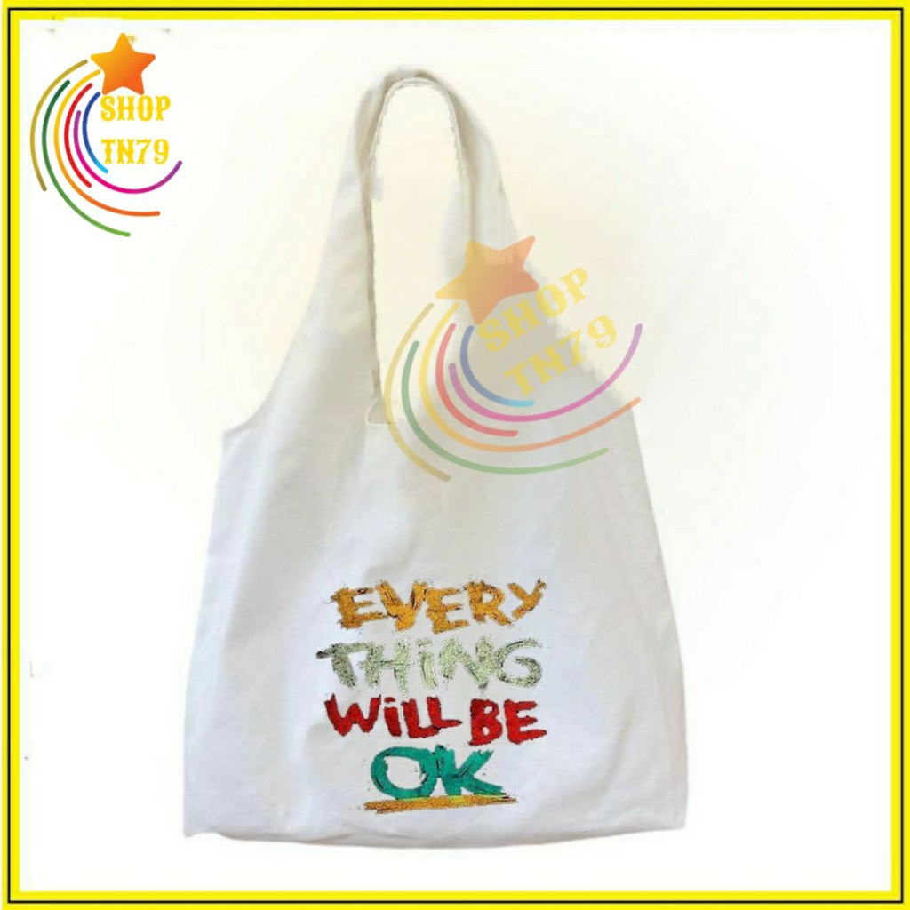 Túi đeo vai thời trang vải canvas mềm loại to đi hoc , đi chơi , đi làm đều rất đẹp - RUBIK, CHỮ