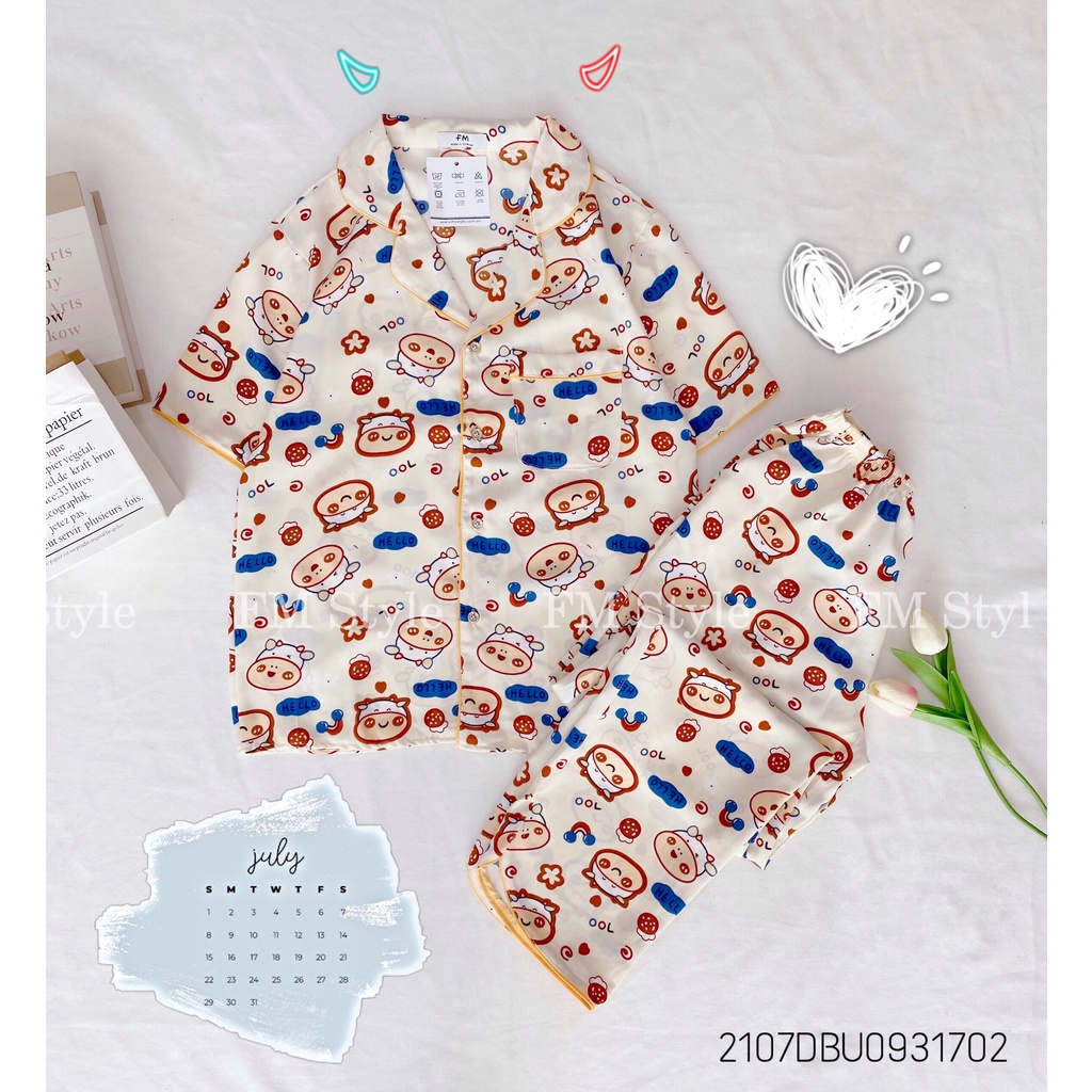 Đồ bộ pijama Fm Style dài tay mặc nhà hoạ tiết dễ thương siêu xinh chất vải kate xịn 211011070 | BigBuy360 - bigbuy360.vn