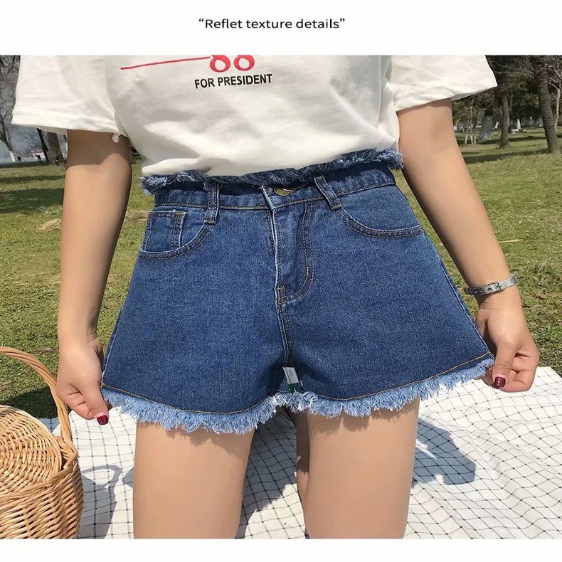Quần Short Denim Lưng Cao Dáng Rộng Phong Cách Hàn Quốc Thời Trang Mùa Hè 4 Màu Sắc Chọn Lựa Dành