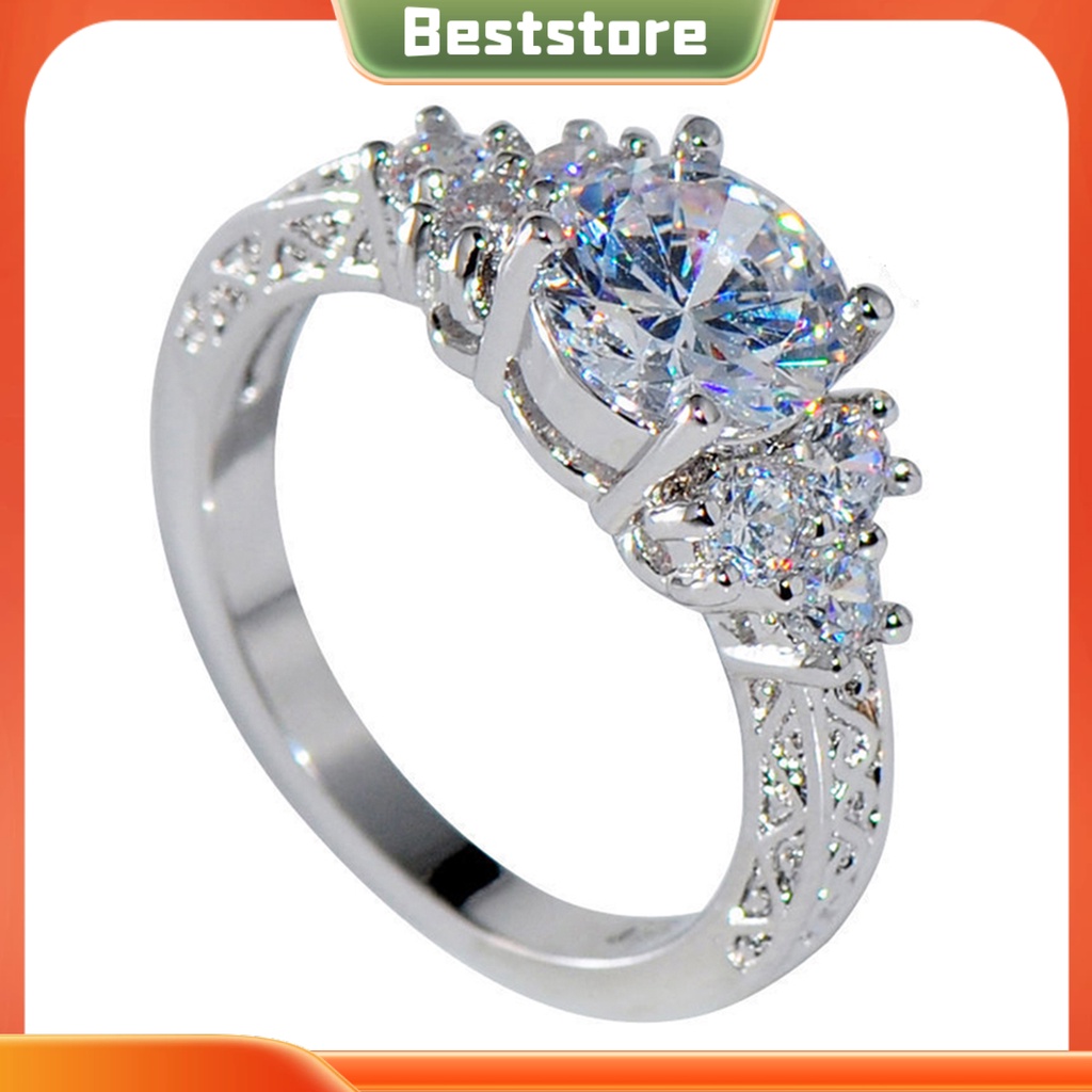 Nhẫn đính hôn nữ đính đá zircon sang trọng