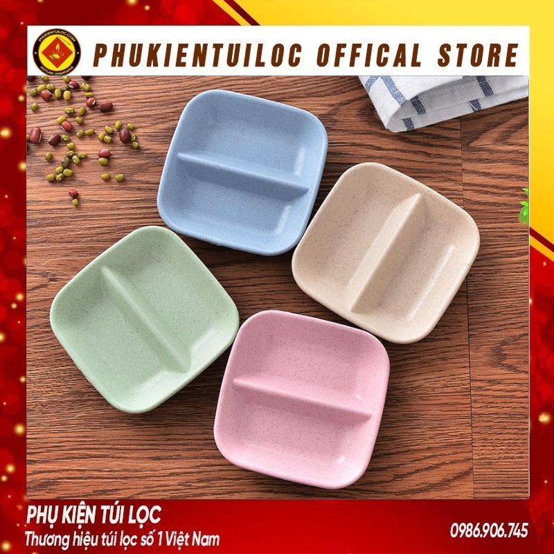 Đĩa Đựng Gia Vị 1 Ngăn/2 Ngăn Kiểu 2 - Chén Bát Nhỏ Đựng Nước Mắm, Nước Chấm, Xì Dầu Để Bàn Ăn Lúa Mạch