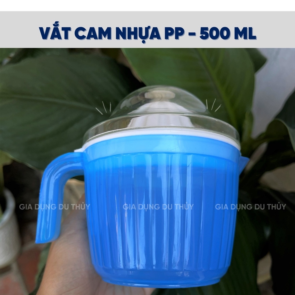 Vắt nước cam Inox 500ml chất liệu inox, nhựa acrylic không mùi an toàn cho sức khỏe, màu trắng-xanh-cam-hồng-lá-dương