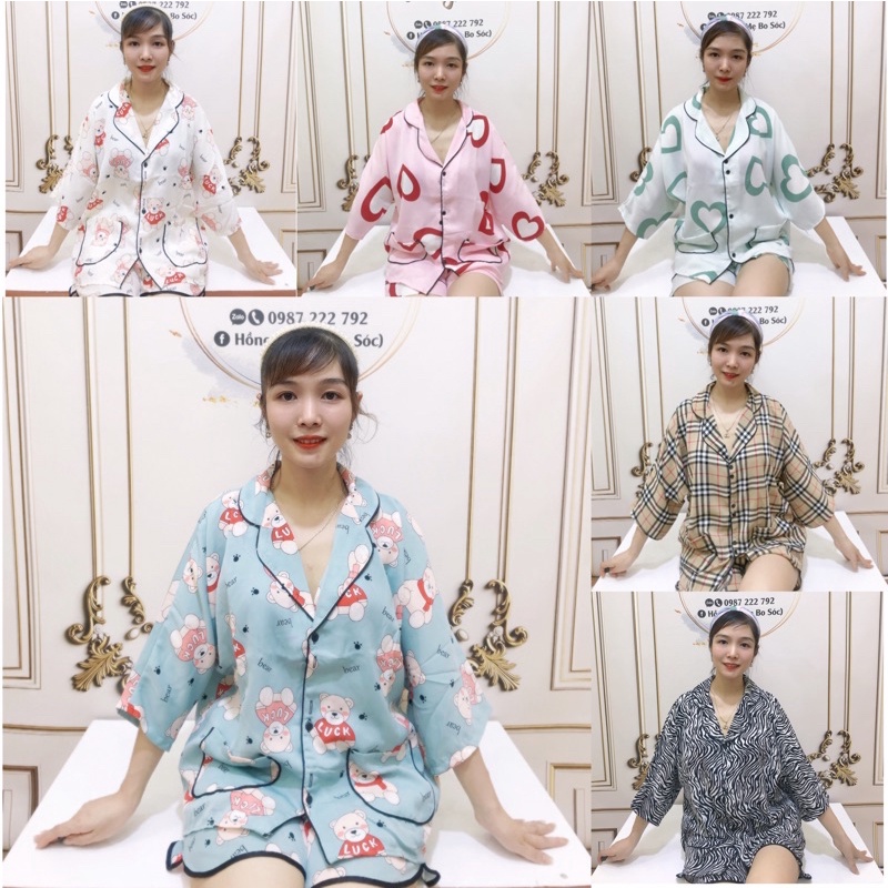 (Nhiều Mẫu Mới)Đồ Bộ PizamaBộ lụa Mặc Nhà Cánh Dơi Quần Sooc Lụa cao cấp Mát Mịn Đẹp Sang Chảnh [ẢNH THẬT +VIDEO]