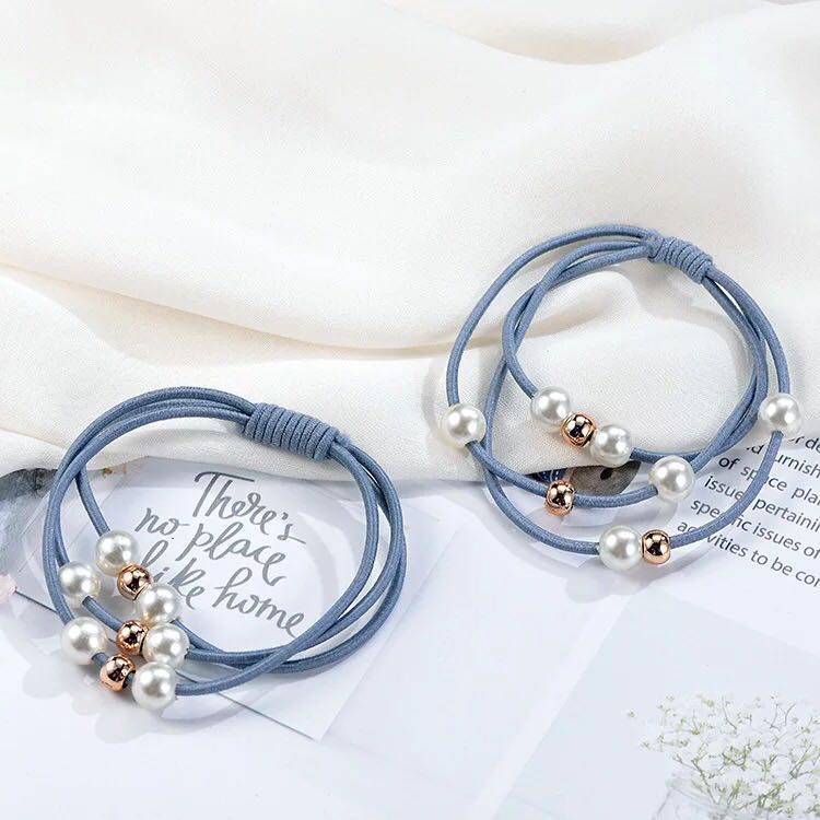 Dây buộc tóc nhiều lớp đính ngọc trai giả dễ thương xinh xắn