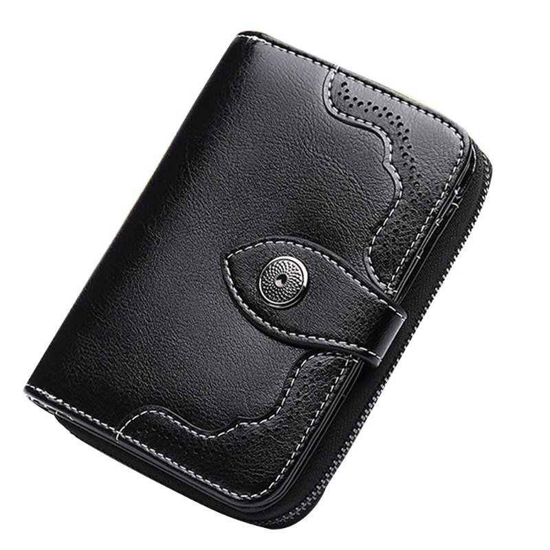 Youyo Ví Da Ngắn Đựng Thẻ RFID Phong Cách Retro Cho Nữ