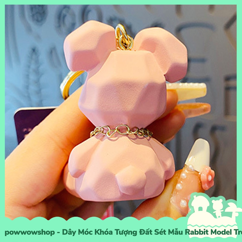 [Sẵn VN - Hỏa Tốc] Dây Móc Khóa Tượng Đất Sét Mẫu Bear Rabbit Gấu Thỏ