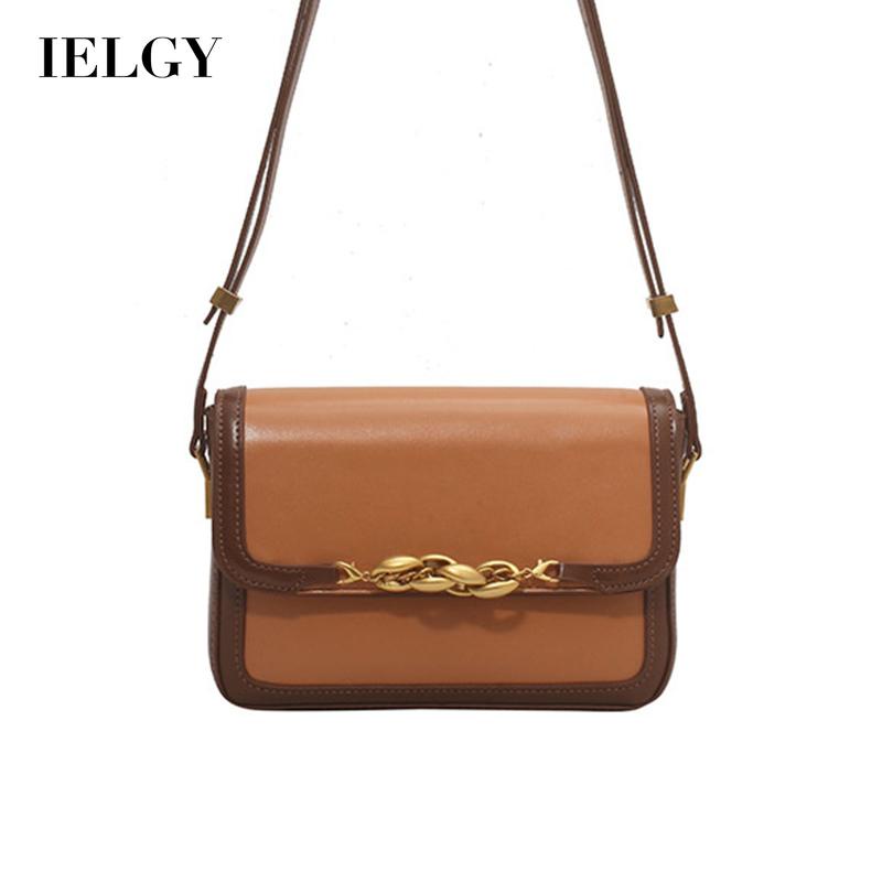 Túi đeo vai IELGY hình vuông cỡ nhỏ màu sắc tương phản phong cách cổ điển thời trang cho nữ