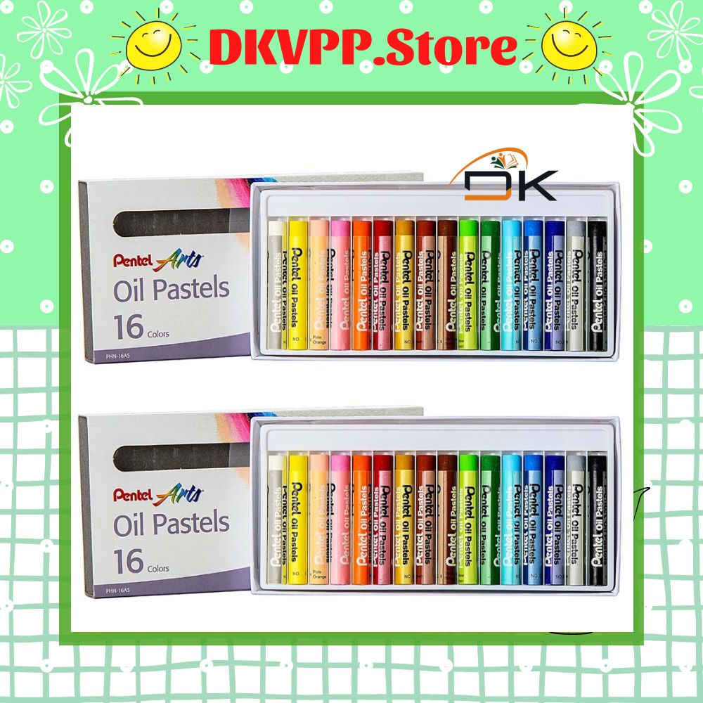 Sáp dầu Pentel 16 màu PHN-16AS/Bút màu cao cấp - DKVPP.Store, Sáp Nhật/Phấn màu vẽ tô tranh đẹp An toàn và không độc hại