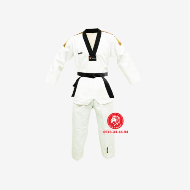 Võ Phục Taekwondo Sọc Tăm Kwon Cầu Vai Họa Tiết