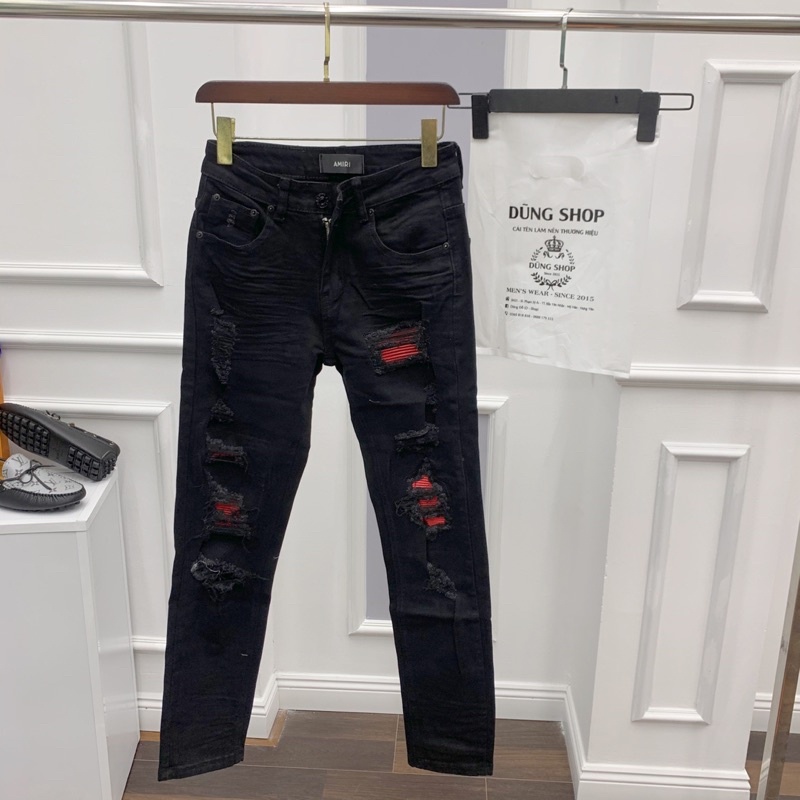 Quần Bò AMIRI rách vá đỏ - Quần Jean nam đẳng cấp | BigBuy360 - bigbuy360.vn