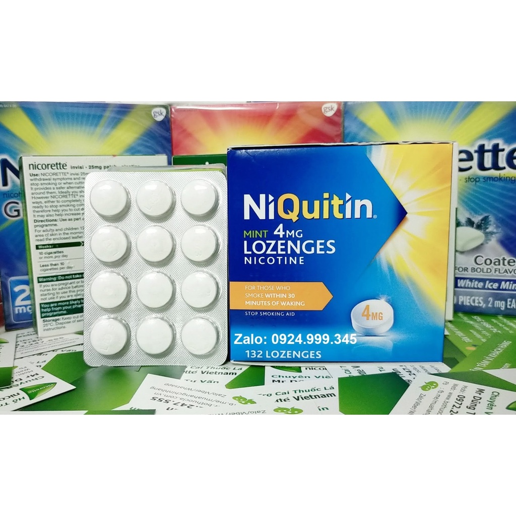 Kẹo cai thuốc Nicotine 4mg hộp 132 viên Ngậm