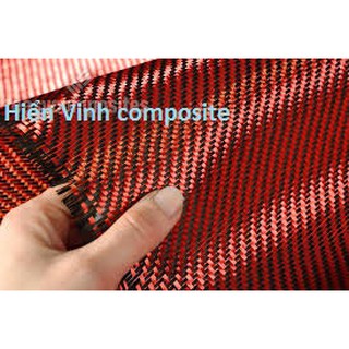 Vải carbon 3k 200g/m2 màu đỏ đen 1m x 1m