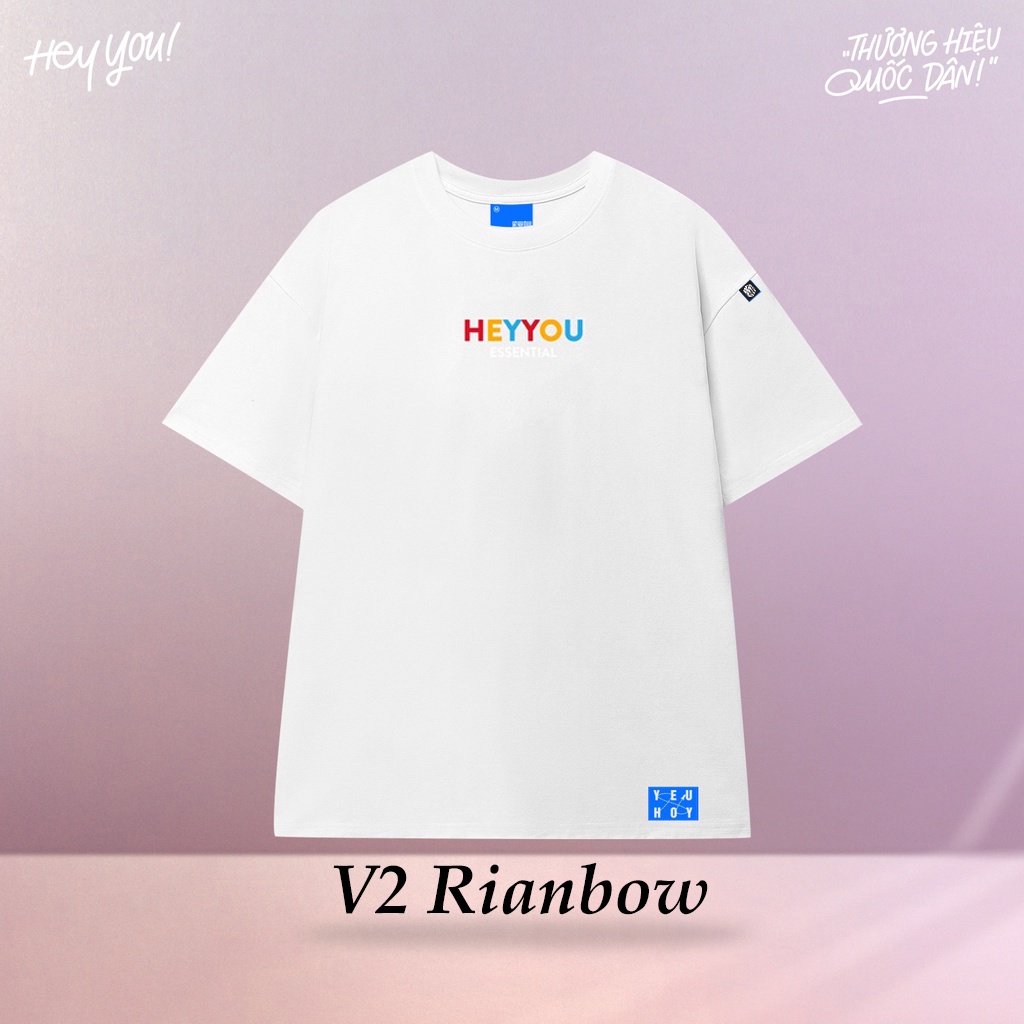 Áo thun unisex Local Brand HEYYOU Form Rộng Tay Lỡ nam nữ RAINBOW ESSENTIAL áo phông hey you Oversize cottton 100%