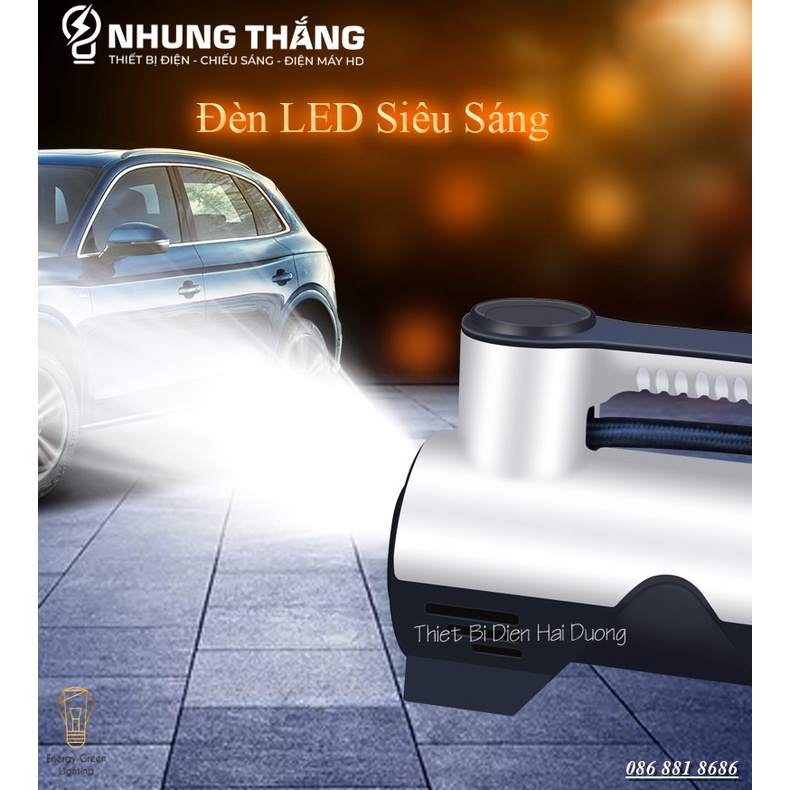 Bơm Lốp Ôtô,Xe Hơi Điện Tử Đa Năng ST-211 - Chế Độ Tự Ngắt - Tích Hợp Đèn Led - Pin Sạc Tích Điện - Bảo Hành 1 Năm