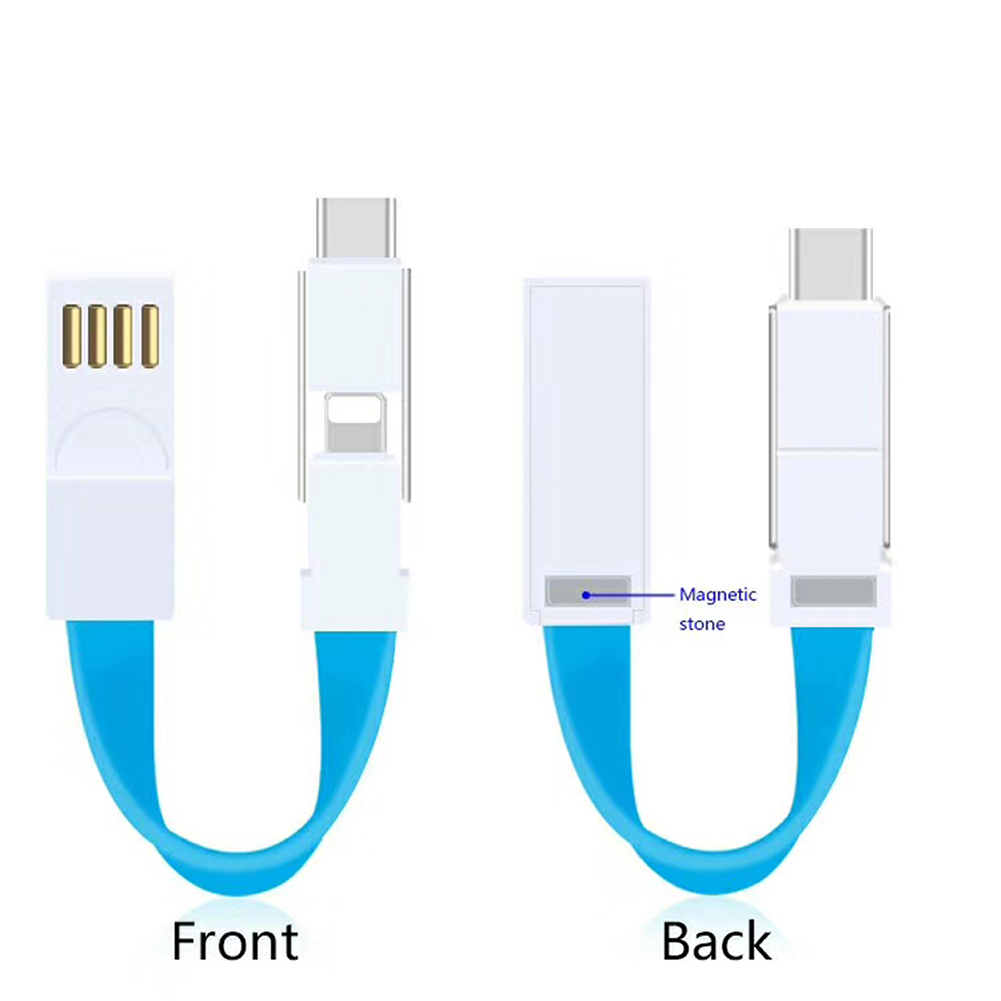 IPHONE ANDROID Dây Cáp Sạc Nhanh Kiểu Móc Khóa Nam Châm 3 Trong 1 Tiện Dụng