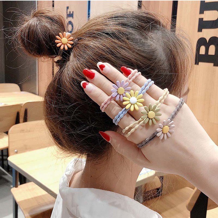 Dây thun cột tóc mẫu cúc chi siêu dễ thương,dây chun buộc tóc đính đá có thể làm vòng đeo tay phong cách Hàn Quốc cho bé