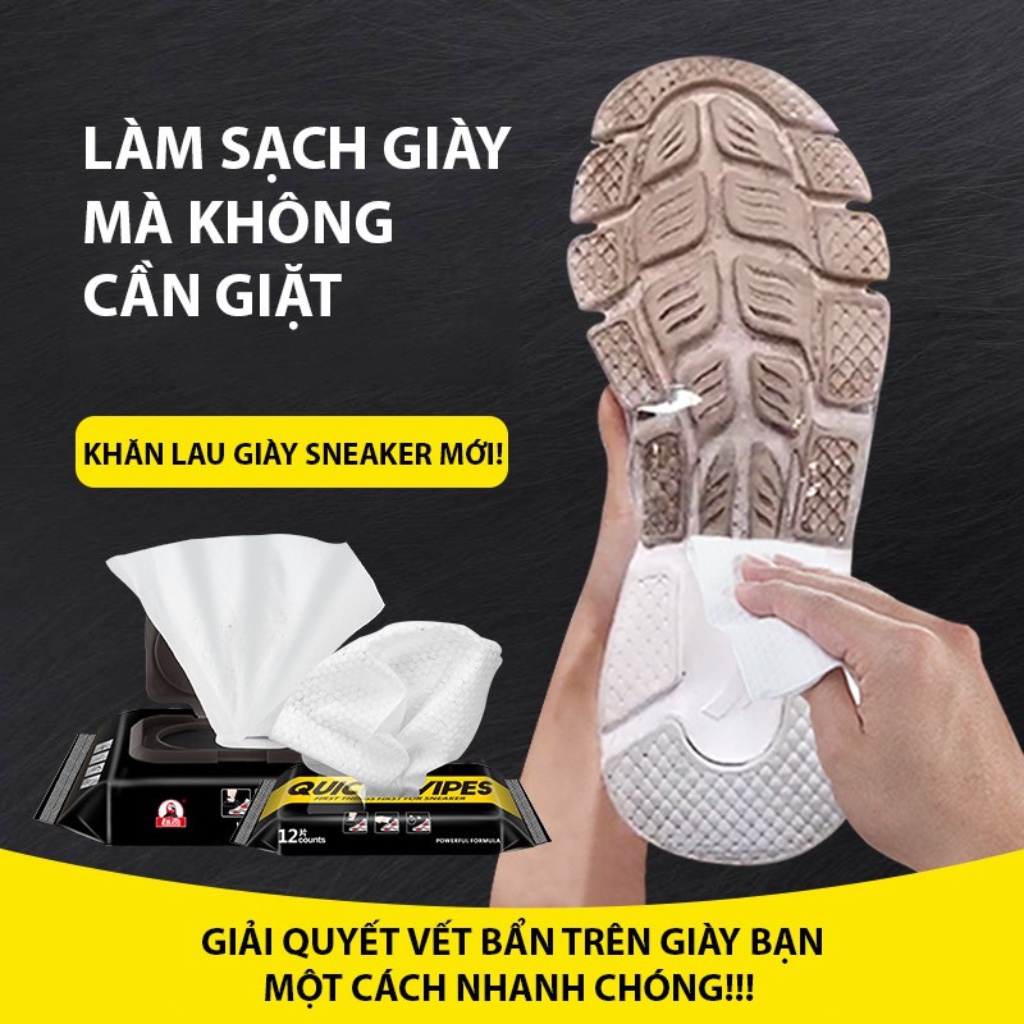Khăn giấy ướt lau giày Sneaker Quick Wipes 30 khăn chùi vệ sinh giày siêu sạch,siêu tốc,tiện dụng,có thể mang theo người