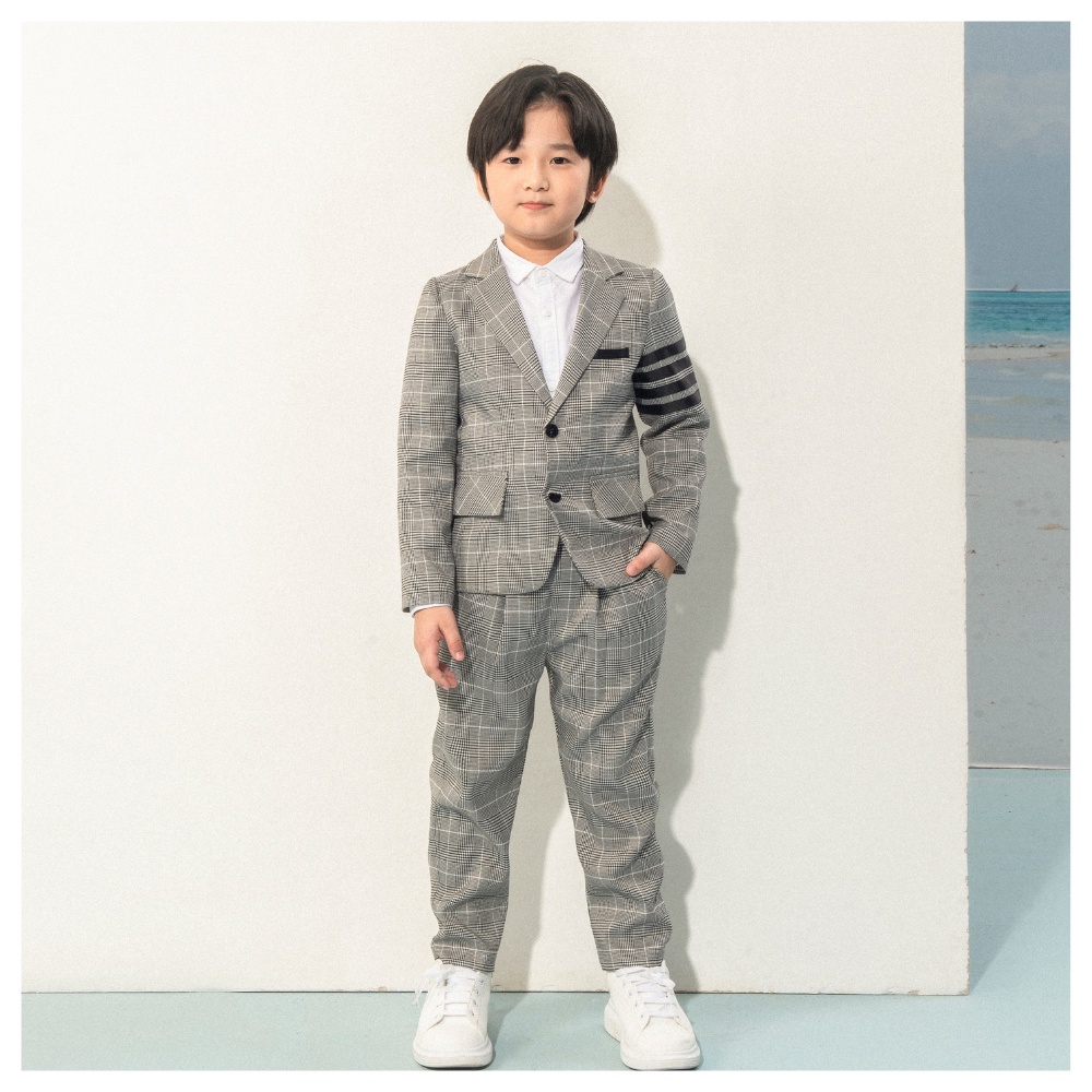Bộ quần áo vest kẻ ghi xám bé trai 137KIDS thiết kế cao cấp
