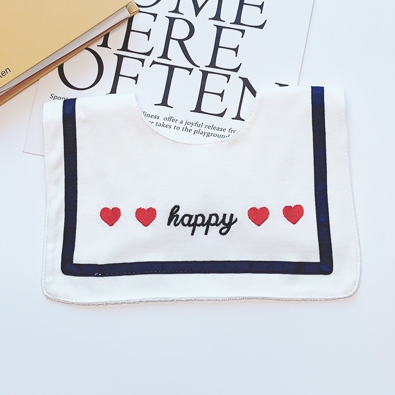 Yếm Ăn Cotton Nguyên Chất Chống Thấm Nước Xoay 360 Độ In Họa Tiết Hoạt Hình Đáng Yêu Cho Bé # 2,000