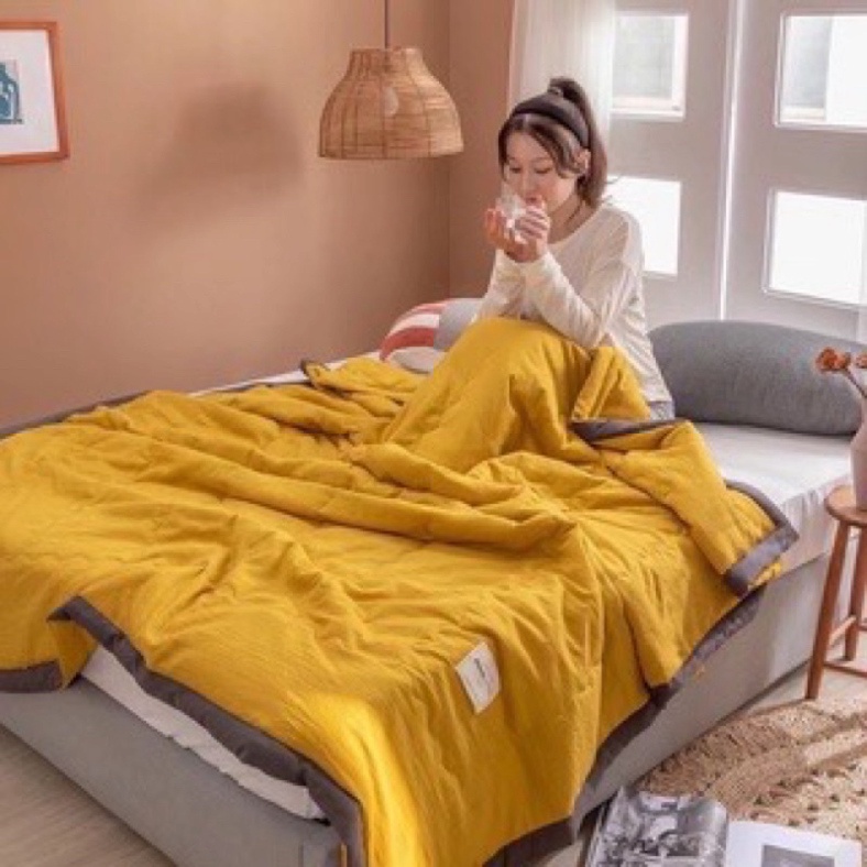 Chăn hè cotton đũi Bo Decor chần bông 6 màu lựa chọn khổ rộng 2mx2m3