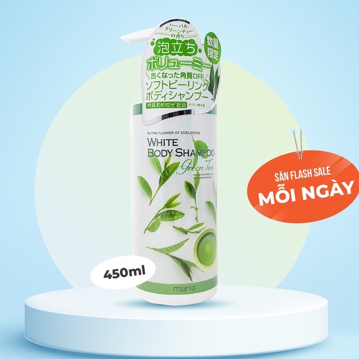 Sữa Tắm Manis Trắng Da Dưỡng Ẩm Hương Trà Xanh Nhật Bản 450ml