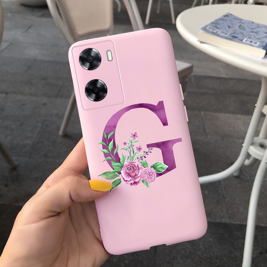 Ốp Điện Thoại Silicon Mềm Mặt Nhám Màu Kẹo In Họa Tiết Hoa Và Chữ Cho OPPO A57 4G OPPOA57 A 57 2022