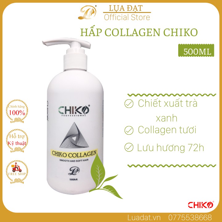 Dầu hấp xả 2 trong 1 Kem Ủ Tóc Collagen CHIKO-phục hồi tóc hư tổn,ngăn ngừa rụng tóc 500ML