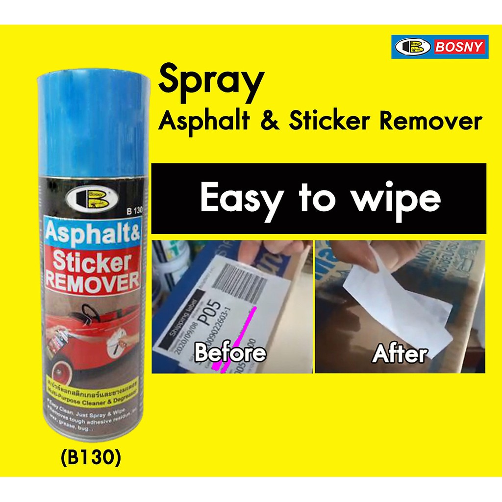 Sơn xịt Bosny Asphalt &amp; Sticker Remover - B130 - Chai xịt tẩy keo, băng dính, keo dán, nhựa đường,..
