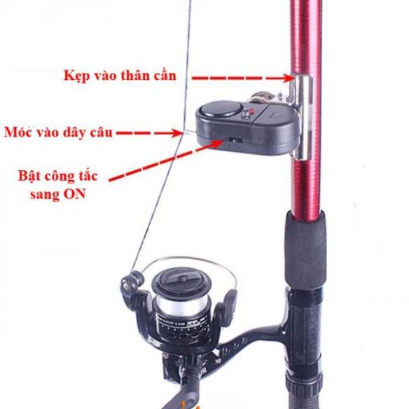 Chuông Báo Cá Điện Tử Gắn Đèn LED Báo Động Cá Cắn Câu PK15 chuông báo cá điẹn tử có còi