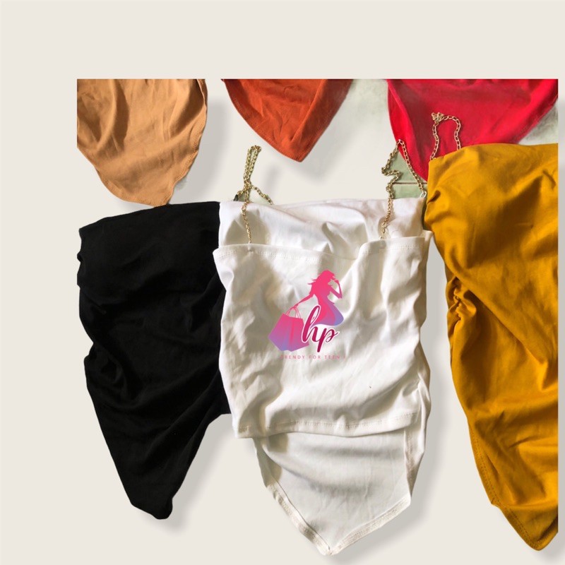 áo 2 dây nữ kiểu ôm body tà bầu xích vàng sang chảnh có mút ngực phong cách hàn quốc thời trang 2021-A30 | BigBuy360 - bigbuy360.vn