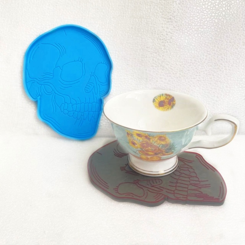 Khuôn Silicone Làm Đế Lót Ly Thủy Tinh Hình Đầu Lâu Độc Đáo DIY