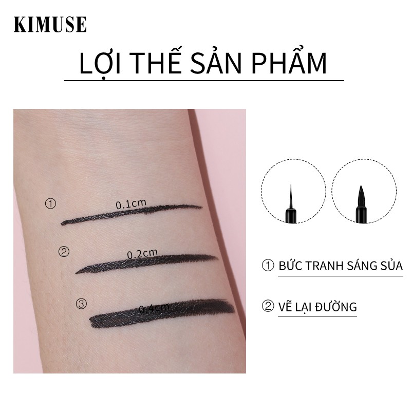 Bút kẻ mắt nước KIMUSE màu đen siêu đậm chống nước lâu trôi dễ dùng 20g