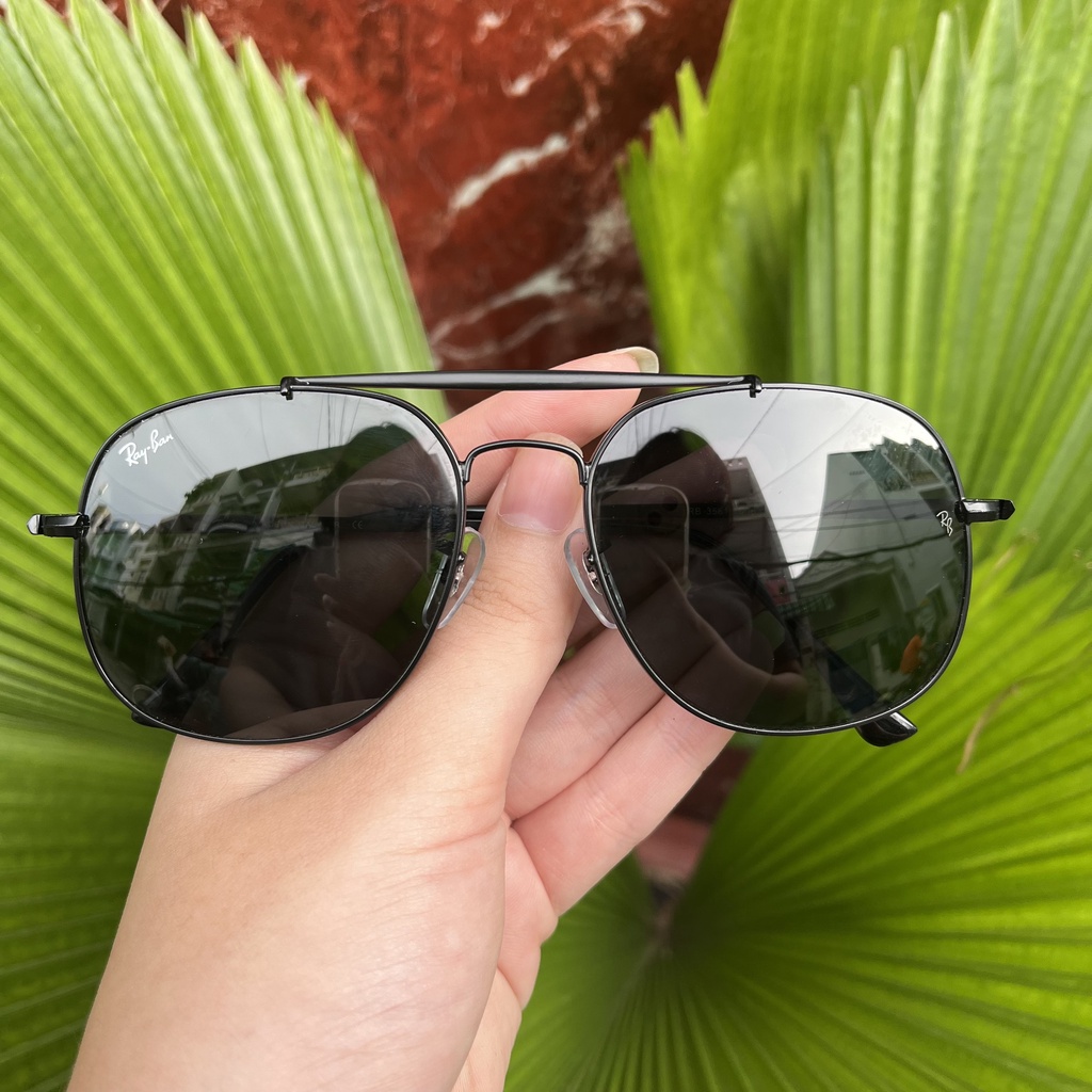 Kính Mát Rayban Mắt Thủy Tinh Vuông Xéo Cực Ngầu Chống UV 99% Unisex Thời Trang