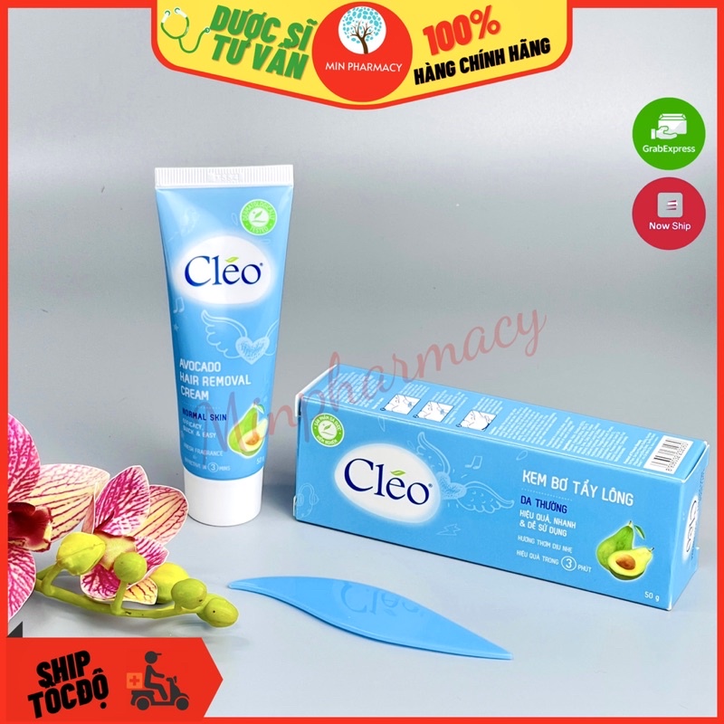 Kem Bơ Tẩy Lông CLEO Xanh cho Da thường, sạch lông trong 5 phút Tuýp 50g - Minpharmacy