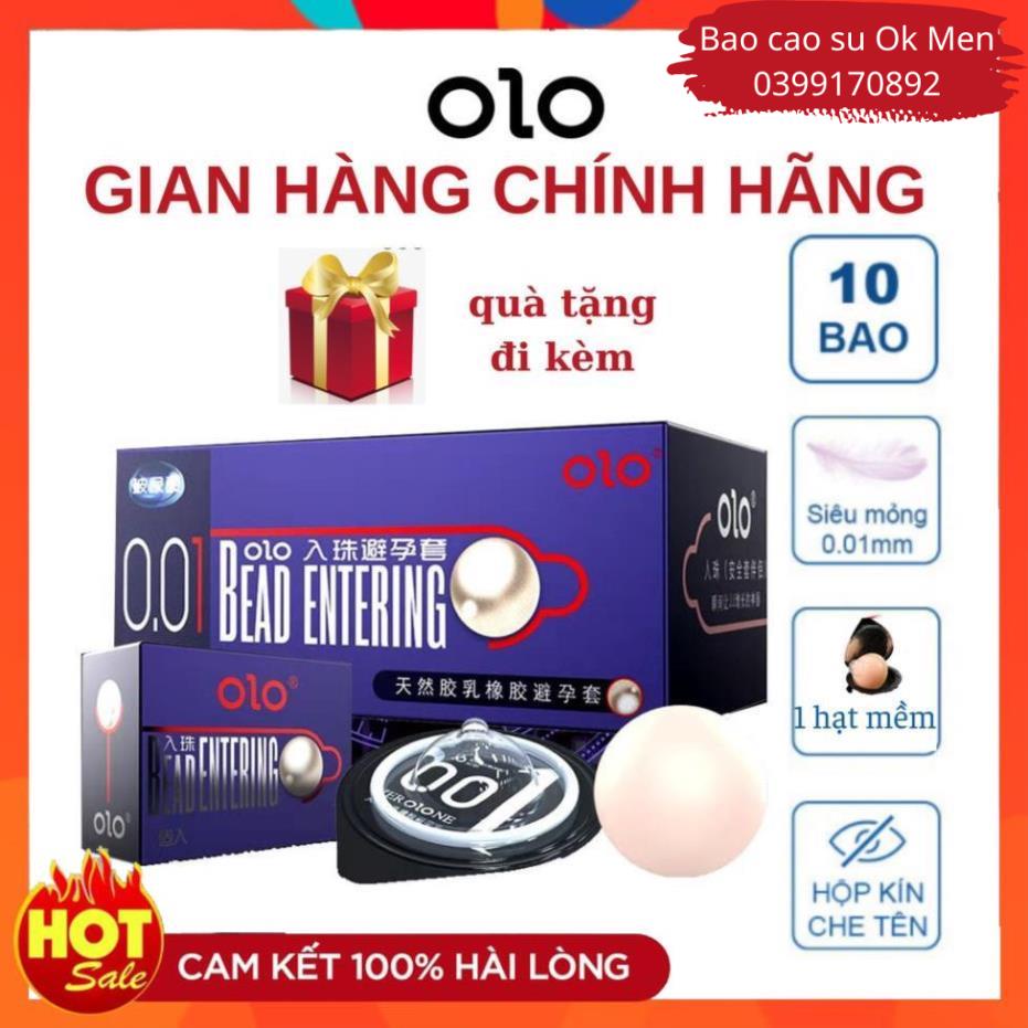 Bao Cao Su OLO 001 Bead Entering Xanh Siêu Mỏng Có Hạt Mềm Tăng Kích Thước Hộp 10 BCS 1 Hạt